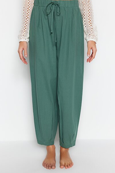 Trendyol Collection Khaki gewebte Hose aus 100 % Baumwolle TBESS23PL00015