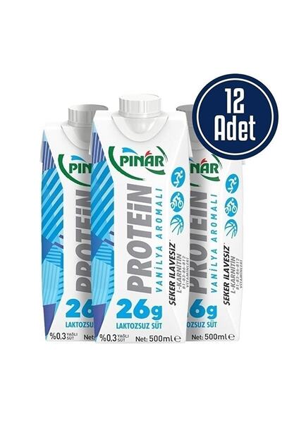 Pınar Proteinli Laktozsuz Süt 500 ml 12 Adet Vanilya