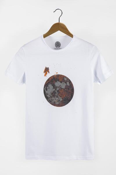 VEAVEN Men's White Crew Neck Printed T-shirt