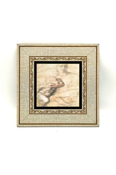 BAKSEPETE Leonardo Da Vinci Sketch Drawing Printed - Pictură în cadru MDF 20cmx20 Cm Krg-140