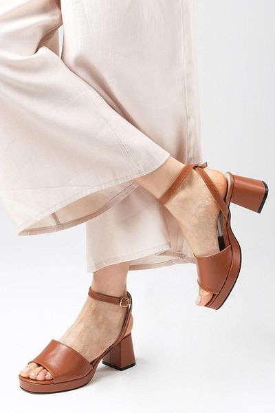Mio Gusto Tan Platform Women's Heeled Sandals