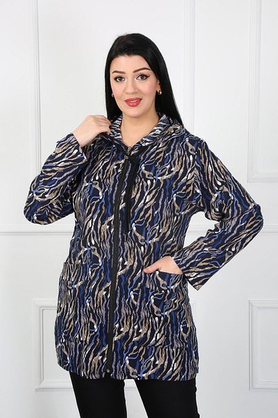 By Alba Collection Ζακέτα Kasin Navy Blue Cotton Viscose Plus Size