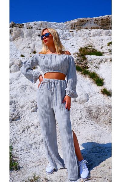 PANCHY CANKY Весняно-літня колекція Муслінові штани з розрізом Кроп-комплект