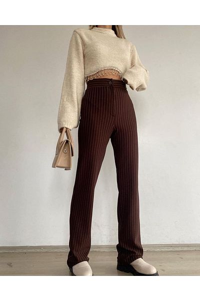 prıme sport Striped Palazzo Crepe Trousers