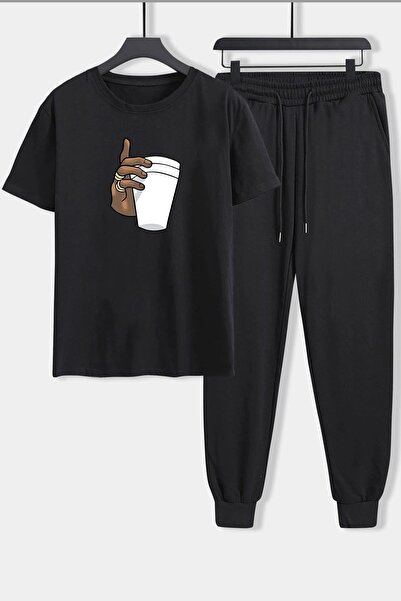 Trend Sizde Unisex Tupac Coffee Top Bottom Tracksuit Set