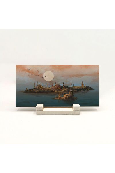 BAKSEPETE Istanbul Silhouette Printed Natural Stone Tabletop