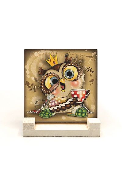 Sadrazam Owl Printed Natural Stone Tabletop