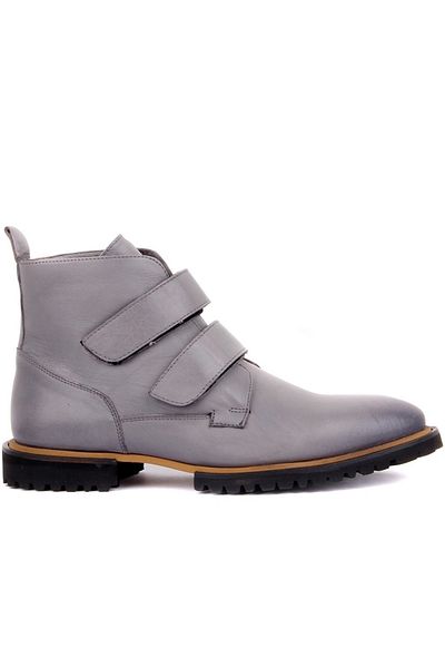 SailLakers - Gray Leather Velcro Men's Boots