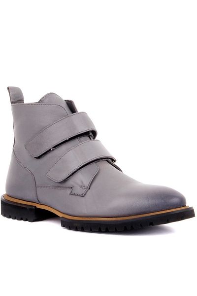 SailLakers - Gray Leather Velcro Men's Boots