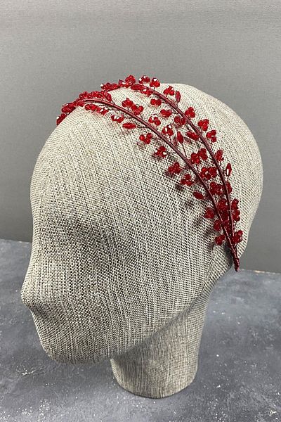 Hobigram New Season Bridal Accessory Red Crystal Stone Handmade Maria Model Henna and Bridal Crown