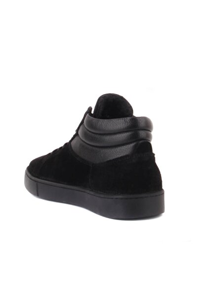 SailLakers - Μαύρες δερμάτινες ανδρικές μπότες από καστόρι 102-4008-18866