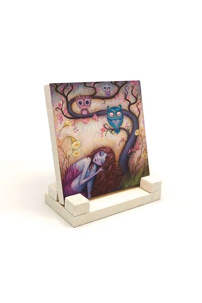 Sadrazam Natural Stone DesKtop - Owls and Girls Printed, 10x10 Krg-165