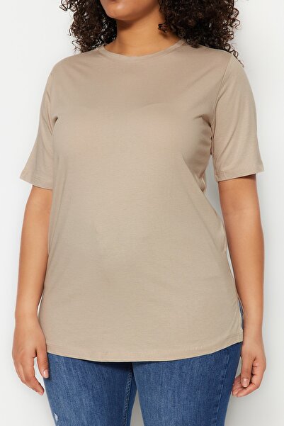 Trendyol Curve Mink Petrol Color Detail výstřihu u krku 100% bavlna - TBBSS22BF0031