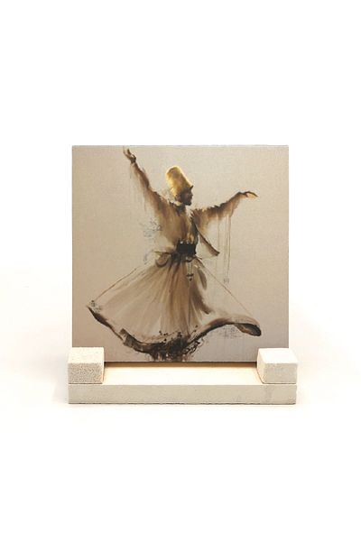 Sadrazam Whirling Dervish Printed Natural Stone Desktop 10x10 Krt-74