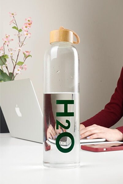 HOMENIVA H20 Bambu Kapaklı Cam Matara