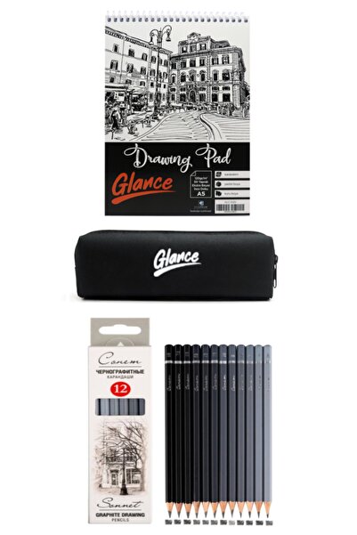 GLANCE كتاب رسم A5 120 جرام 50 ورقة سانت بطرسبرغ سونيت قلم رصاص 12 قطعة مجموع...