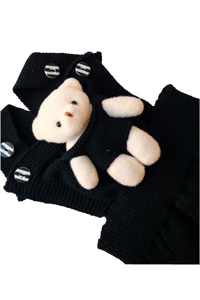 gogo bici Teddy Bear Strap Adjustable Knitwear Jumpsuit Tights Salopette Baby Kids Thick