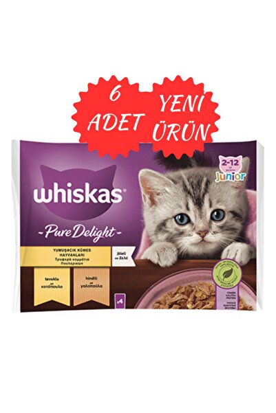 Whiskas Junior Pure Delight Yavru Yumuşacık Kümes Hayvanları 4x85 gr (6ADET)