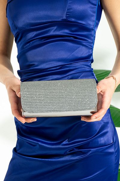 bibags Platinum Glitter Βραδινή Τσάντα Φόρεμα Portfolio Clutch Bag
