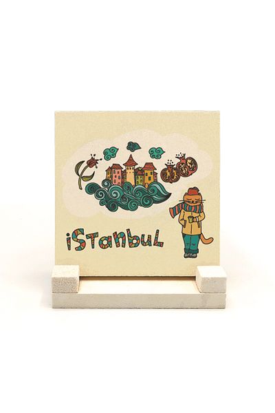 Sadrazam Istanbul Cat Printed Natural Stone Tabletop