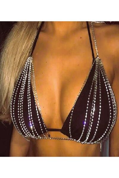 Classy Su Yolu Kristal Taşlı Sütyen Vücut Aksesuarı (beden Ayarlama Özellikli Xs-xl Arası)