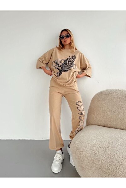 Machetta Σετ μεγάλου μεγέθους Chicago Eagle Printed Summer Bottom Top Oversize