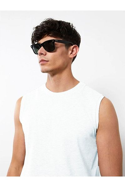 LC Waikiki Tricou alb pentru atlet pentru bărbați, bumbac pieptănat fără mâneci, cu gâtul turn, din stilul tău de modă