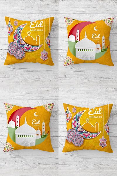 on the clouds Ramadan Lantern Crescent Mosque Themed Hidden Zippered Throw Pillow Cover Sofa Pillow Cover Set (4pcs)