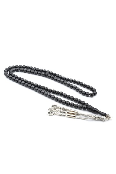 Murty99 Mărgele de rugăciune Oltu Stone placate cu argint