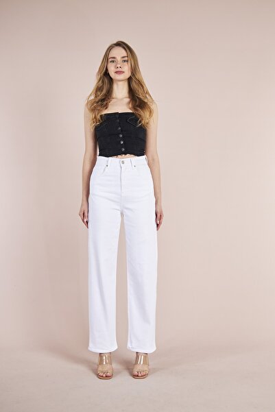 CRC JEANS Yeni Koleksiyon Beyaz Relaxed Jeans (kemerli)
