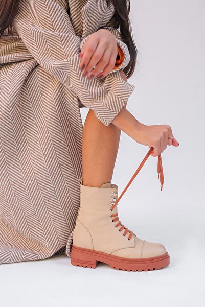 Rugano Eliza Doğal Deri Kalın Taban Kadın Postal R090