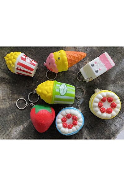 u-toys Squishy Yumuşak Sukuşi 7 Li Dondurma Pasta Süt Kutusu Ve Popcorn Stres...