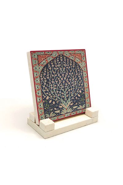 Sadrazam Iznik Tile Pattern Printed Natural Stone Tabletop
