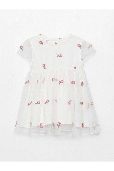 LC Waikiki Crew Neck Short Sleeve Dress for Baby Girl