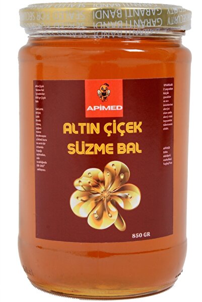 APİMED Altın Çiçek Süzme Bal 850 g | Yüksek Rakım Çiçek Balı | Tahta Kaşık He...