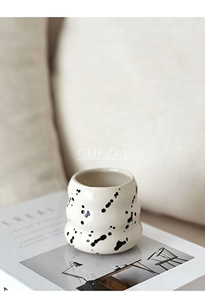 GUEZIA Seramik Dalmaçya Kupa | El Yapımı Seramik Dalmaçya Kupa | 230 Ml | 1 Adet