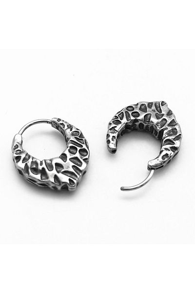 Viking Gothic Antique Drop Model Large Snap Ring 316l Steel Men's Earrings