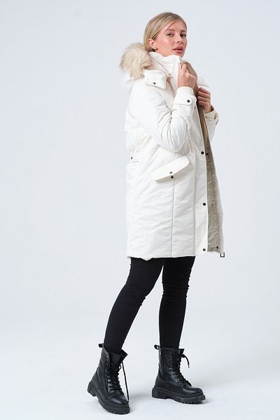 PIQUE Women's Coat Women's Detachable Hooded Fur Lined Long Coat