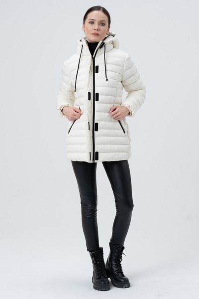 PIQUE Women's Coat Hooded Women's Velcro Detailed Puffer Coat