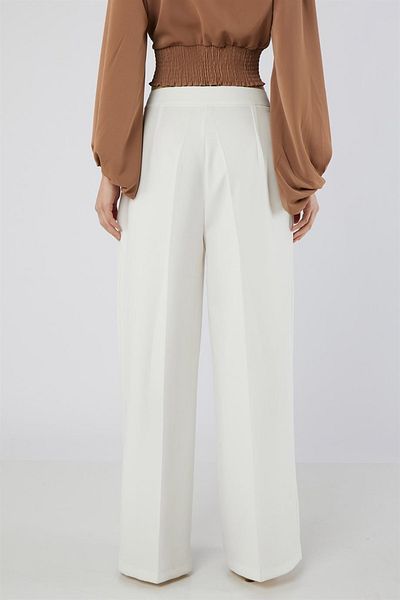 Dreamlike Normal Waist Flap Detailed Pleated Wide Leg Double Pocket Belted Buttoned Zippered Palazzo Trousers