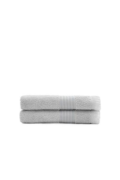Green Black Aya Set of 2 Hand and Face Towels 100% Cotton Jacquard Gray 50x80 Cm