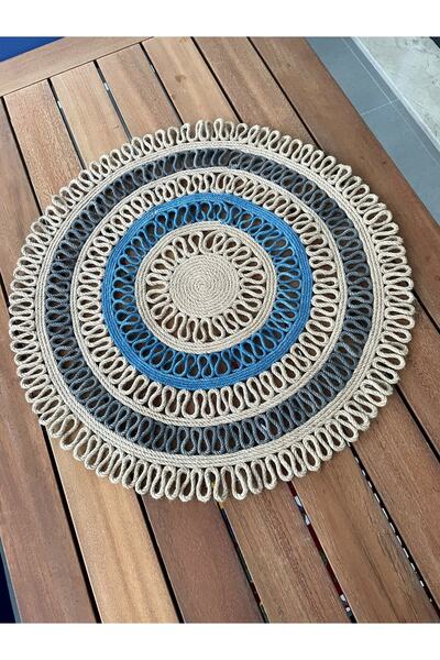 CollessiaHome Rany %100 Organik El Yapımı Jüt Masa Sehpa Örtüsü 65 Cm