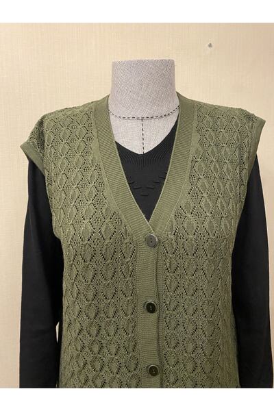 TEK Seasonal Mercerized Diamond Patterned Mother's Vest / Khaki Green