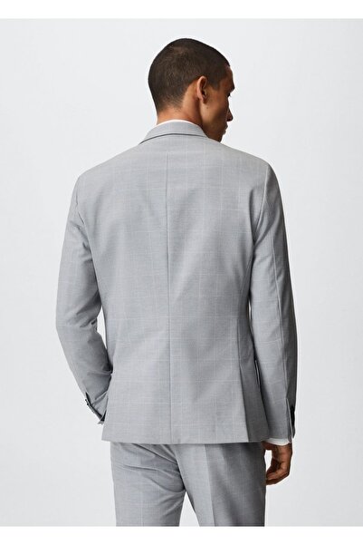 MANGO Man Süper Dar Kesimli Kareli Blazer Ceket