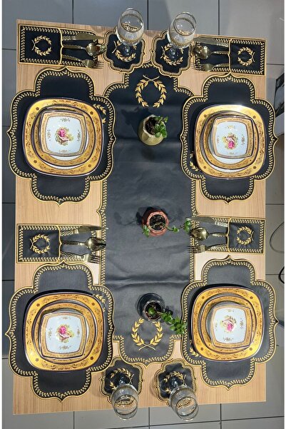 ÖY ELİSAM Porselen Desenli 6 Kişilik Yemek Takımı Antiksel 24 Parça Yemek Set...
