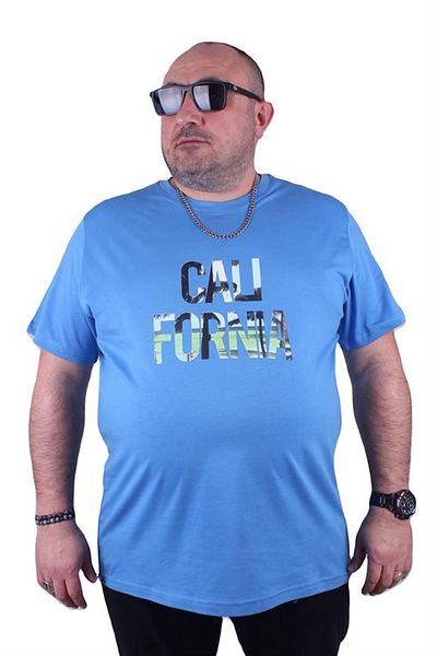 Starbattal Tricou pentru bărbați de mărime mare, cu decolteu, California 23120 Albastru