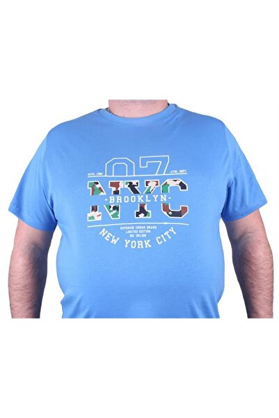 Starbattal Μπλουζάκι με λαιμόκοψη σε μεγάλο μέγεθος Nyc 23115 Μπλε