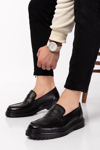 maximoda Încălțăminte bărbătească din piele naturală, cu talpă înaltă, cusută, din piele