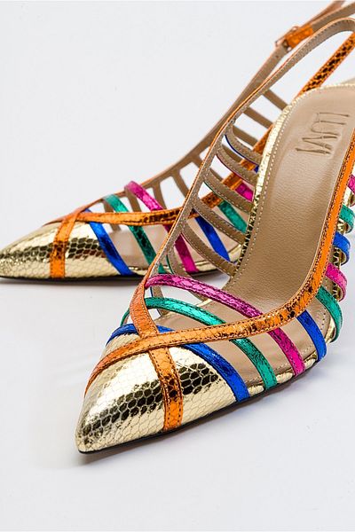 LuviShoes Дамски обувки на висок ток Gesto Gold Multi