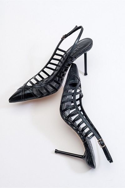 LuviShoes Pantofi de damă cu toc înalt cu model negru Gesto